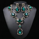 Crystal Drop Earrings Emerald Green Necklace