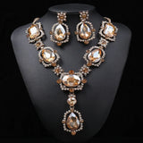 Crystal Drop Earrings orange Necklace