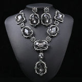 Crystal Drop Earrings Grey Necklace