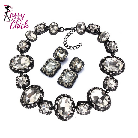 Crystal Glass Necklace Set Sassy Chick Logo