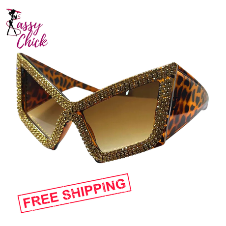 Crystal Large Diamond Square Sunglasses Sassy Chick Logo