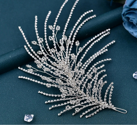 Elegant bridal headpiece with crystal rhinestones for wedding hair styling