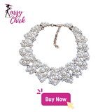 Crystal Rhinestone Pearls Necklace