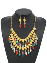 multi color Crystal Tassel Flower Pearl Jewelry Sets