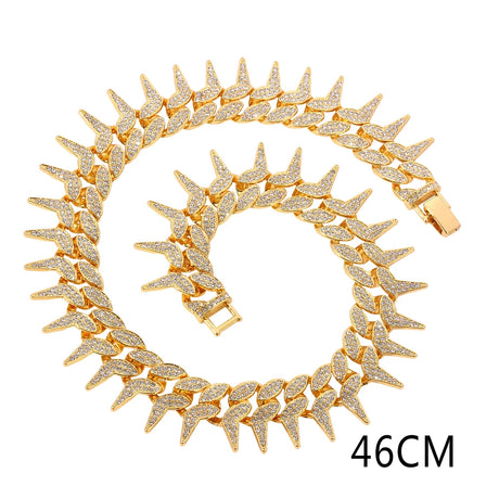 446cm gold Cuban Hip Hop Rivet Gothic Spiked Charm Jewelry