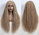 Curly 31 Inch Ombre Blonde Lace Front Wig blonde