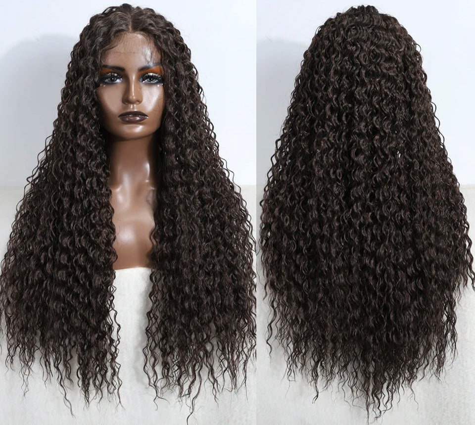 Curly 31 Inch Ombre Blonde Lace Front Wig black