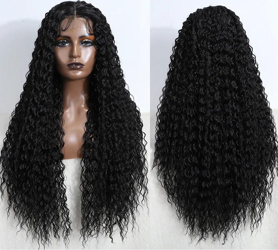 Curly 31 Inch Ombre Blonde Lace Front Wig black
