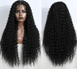 Curly 31 Inch Ombre Blonde Lace Front Wig black