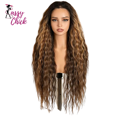 Curly Lace Front Wig 6x4 Pre Plucked Pre Cut Wig Sassy Chick Logo