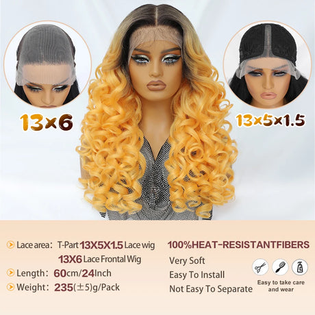 Size of Curly Lace Front with Bangs Synthetic Wig