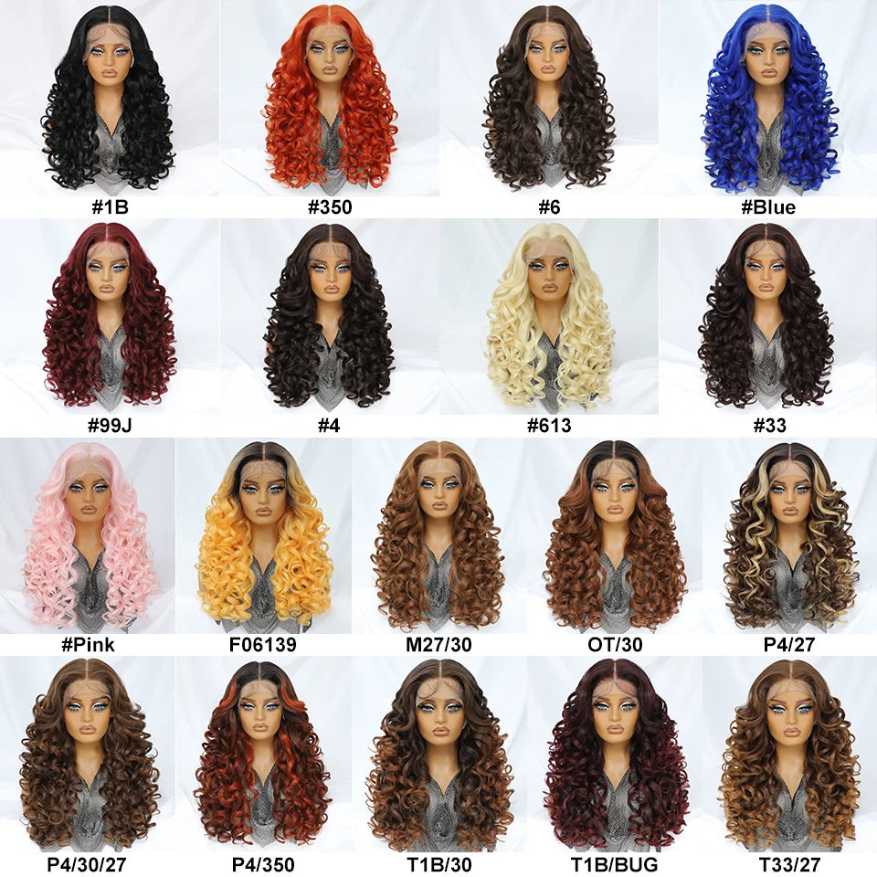 Collection of Curly Lace Front with Bangs Synthetic Wig