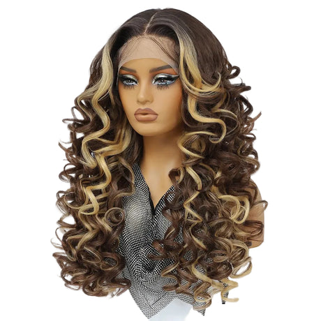Curly Lace Front with Bangs Synthetic Wig