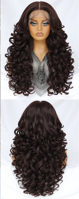 Curly Lace Front with Bangs Synthetic Wig