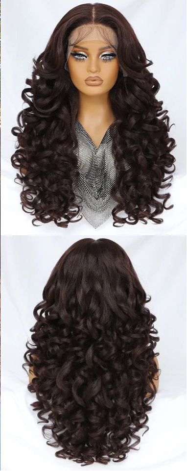 Curly Lace Front with Bangs Synthetic Wig