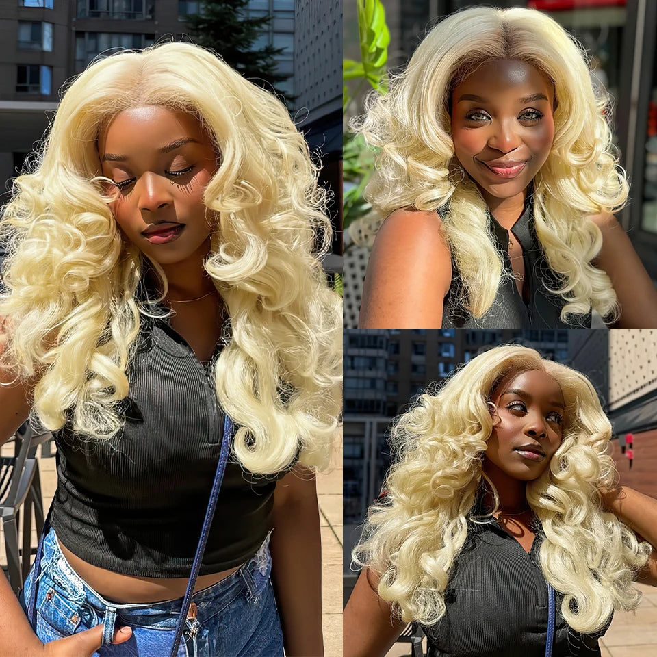 Model Using Curly Lace Front with Bangs Synthetic Wig