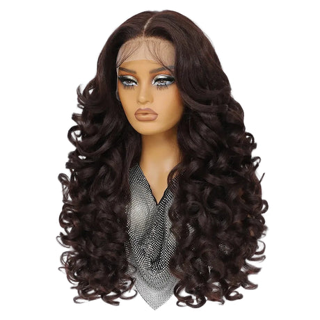 Black Curly Lace Front with Bangs Synthetic Wig