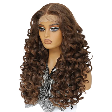 Curly Lace Front with Bangs Synthetic Wig