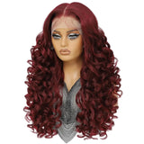 Red Curly Lace Front with Bangs Synthetic Wig