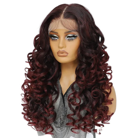 Curly Lace Front with Bangs Synthetic Wig