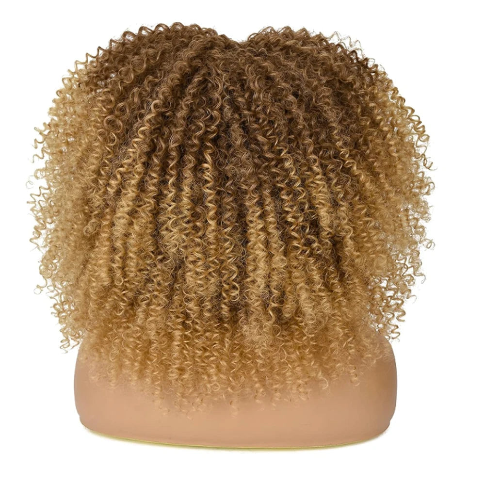 Curly Wigs Afro with Bangs Fiber Synthetic