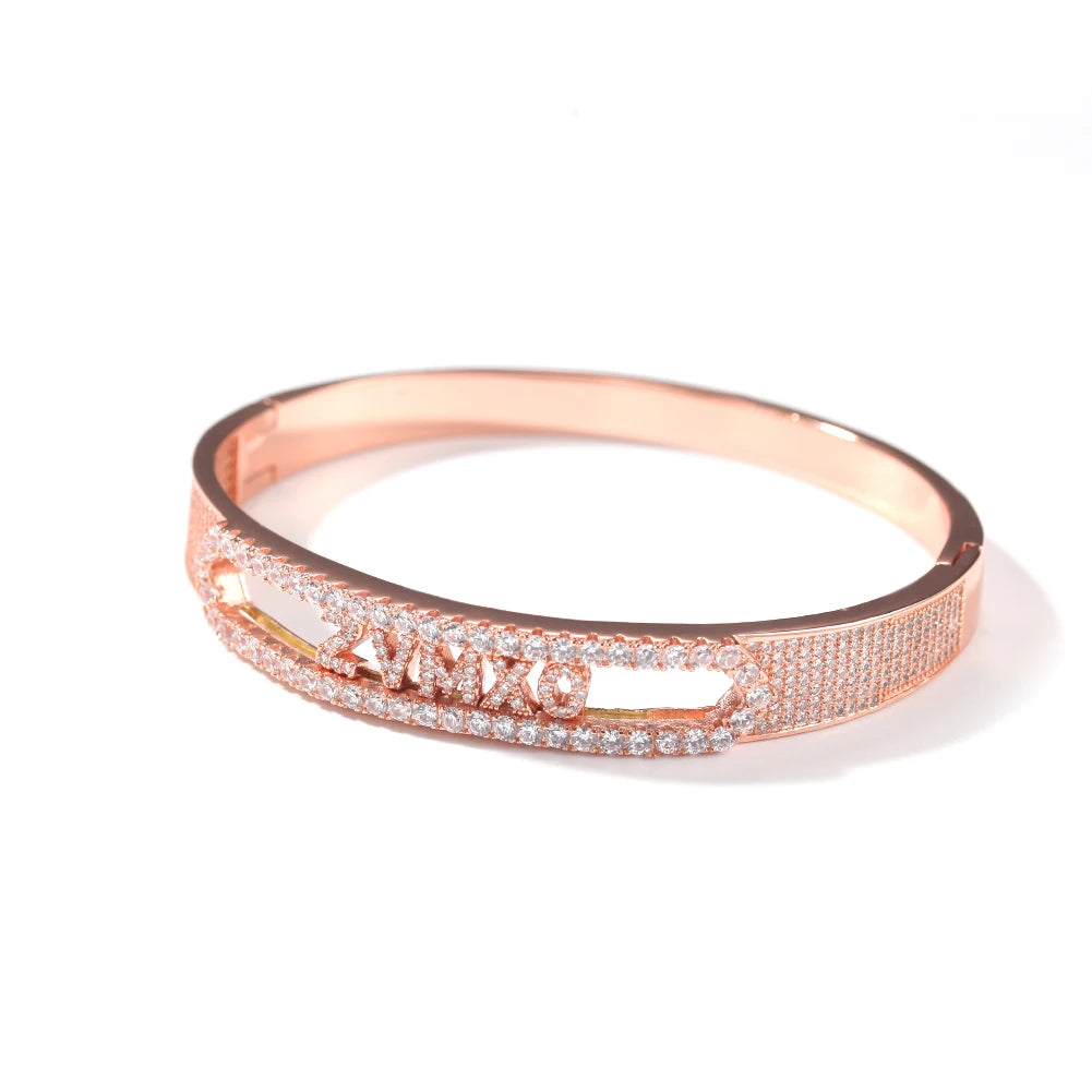 Custom Name Letter 26 Initial Bracelet Pink