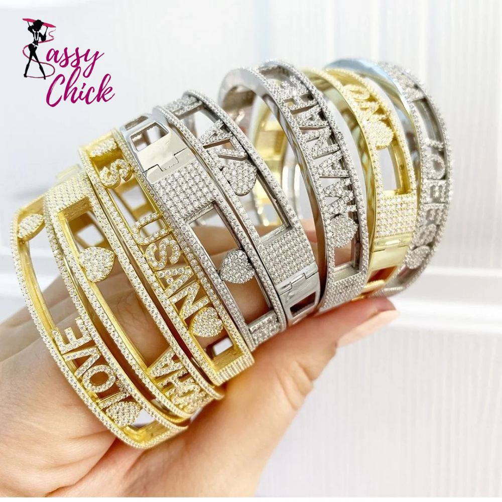 Custom Name Letter 26 Initial Bracelet Sassy Chick Logo