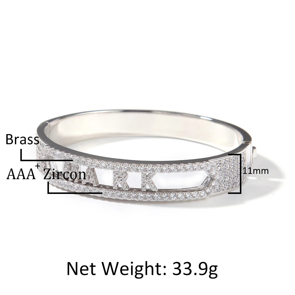 silver Custom Name Letter 26 Initial Bracelet size 