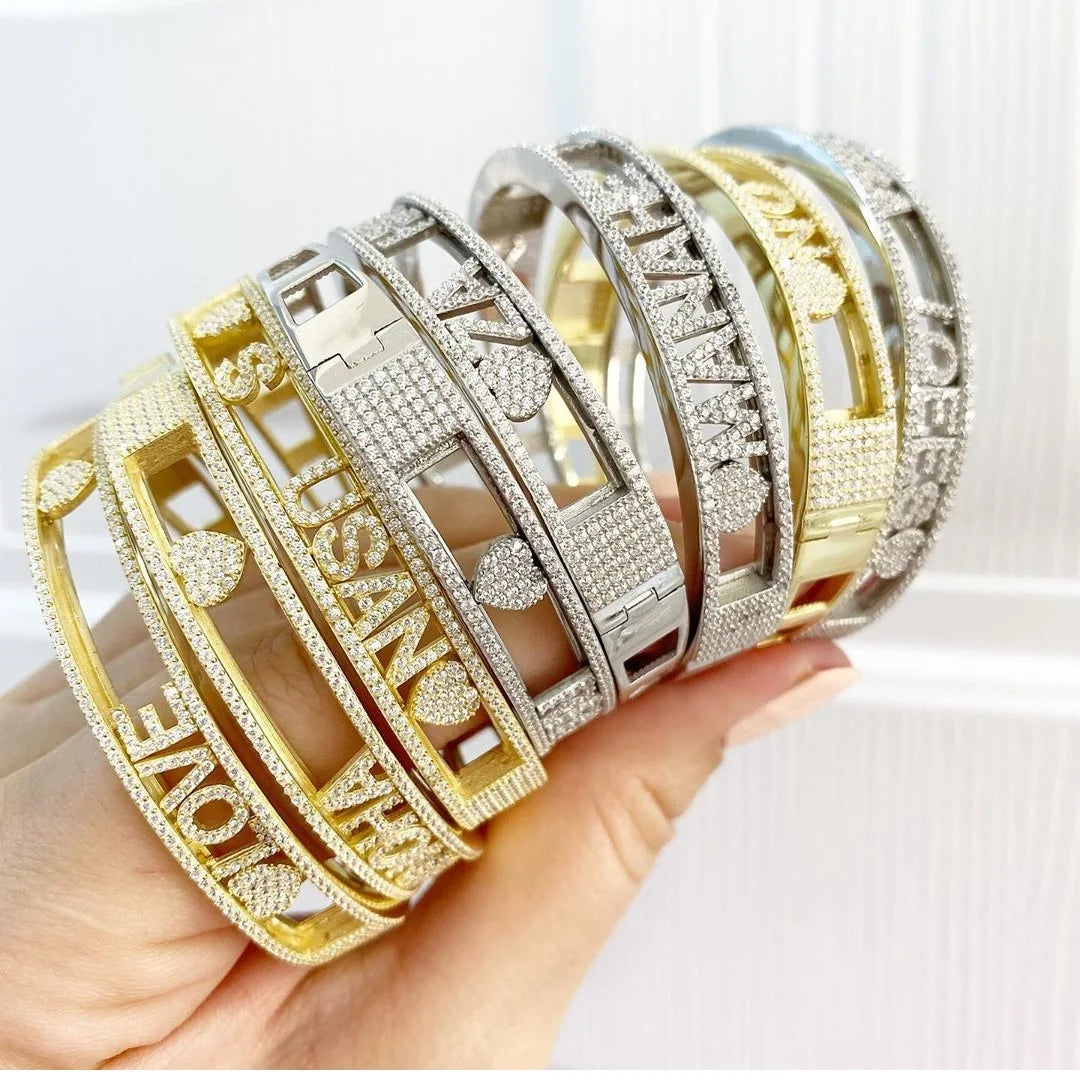 Collection of Custom Name Letter 26 Initial Bracelet