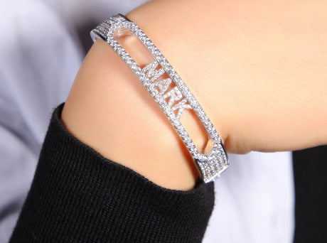 model using Custom Name Letter 26 Initial Bracelet