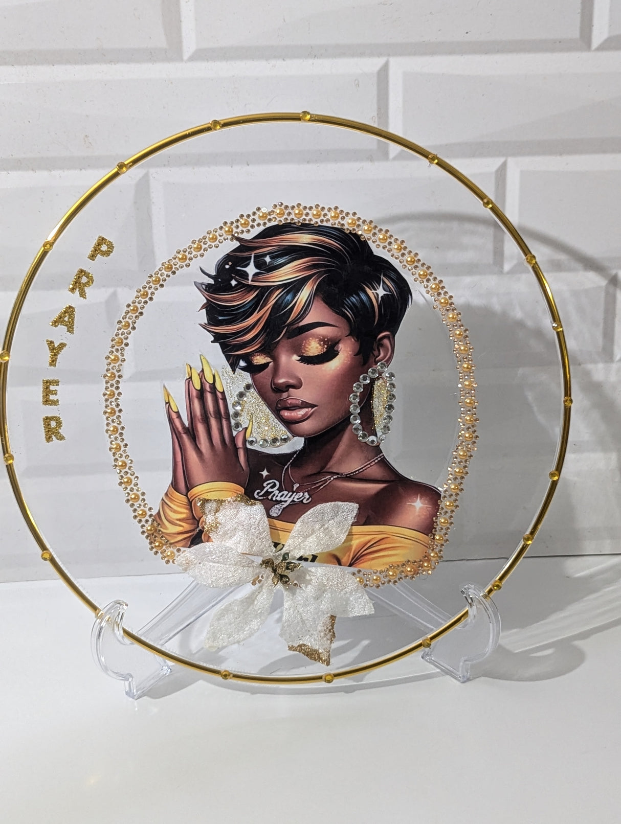 Custom Praying Woman Charger Plate