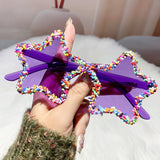 Purple Cute Fashion Colorful Star Shape Sunglasses