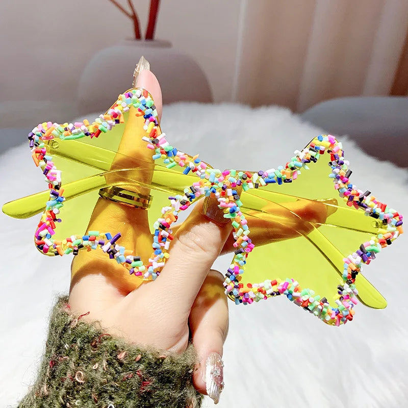 Yellow Cute Fashion Colorful Star Shape Sunglasses