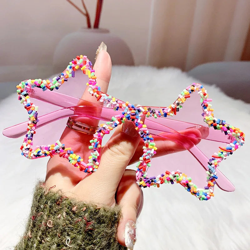 Pink Cute Fashion Colorful Star Shape Sunglasses