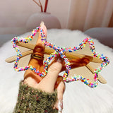 Brown Cute Fashion Colorful Star Shape Sunglasses