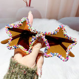 Brown Cute Fashion Colorful Star Shape Sunglasses