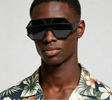 Model Using Cyberpunk Oversized Big Frame UV400 Sunglasses