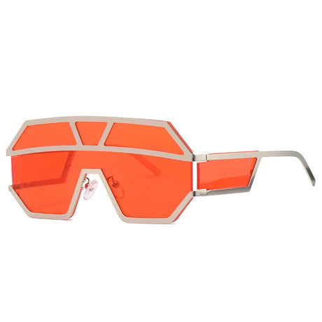 Orange Cyberpunk Oversized Big Frame UV400 Sunglasses