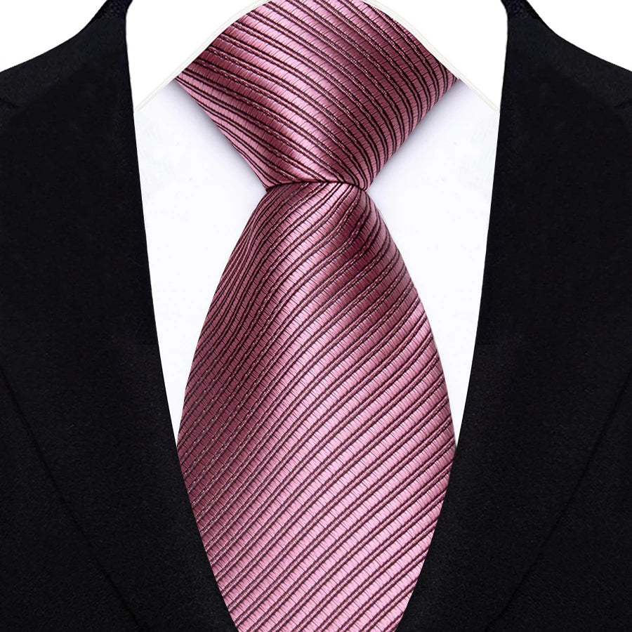 Pink Daily Wear Shirt Suit Polyester Solid Dot Necktie 8CM