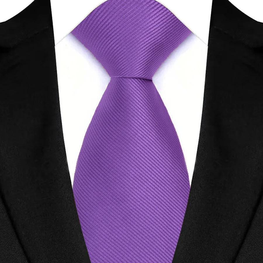 Purple Daily Wear Shirt Suit Polyester Solid Dot Necktie 8CM
