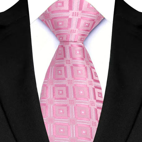 Pink Daily Wear Shirt Suit Polyester Solid Dot Necktie 8CM