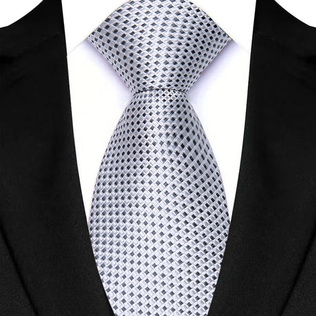 Gray Daily Wear Shirt Suit Polyester Solid Dot Necktie 8CM