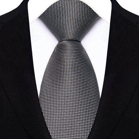 Black Daily Wear Shirt Suit Polyester Solid Dot Necktie 8CM