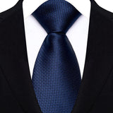 Navy Blue Daily Wear Shirt Suit Polyester Solid Dot Necktie 8CM