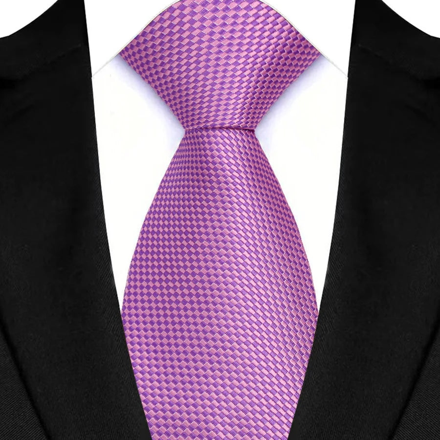 Pink Daily Wear Shirt Suit Polyester Solid Dot Necktie 8CM