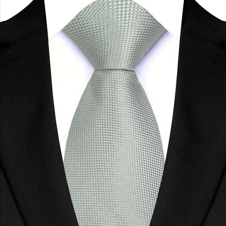 Gray Daily Wear Shirt Suit Polyester Solid Dot Necktie 8CM