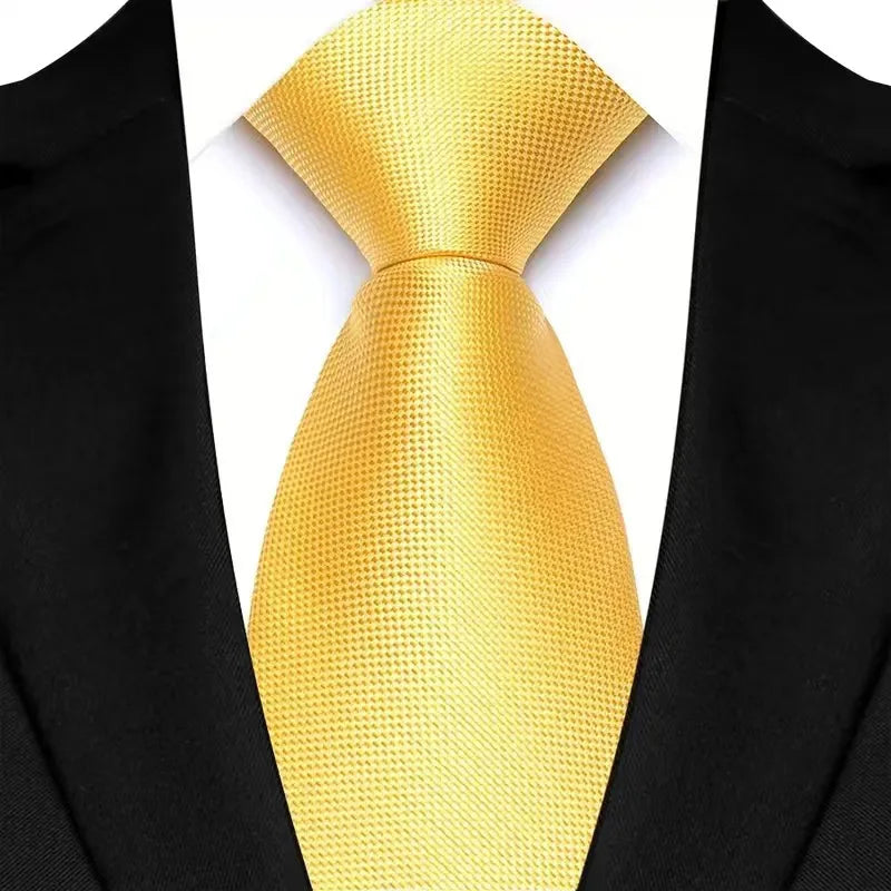 Yellow Daily Wear Shirt Suit Polyester Solid Dot Necktie 8CM