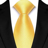 Yellow Daily Wear Shirt Suit Polyester Solid Dot Necktie 8CM