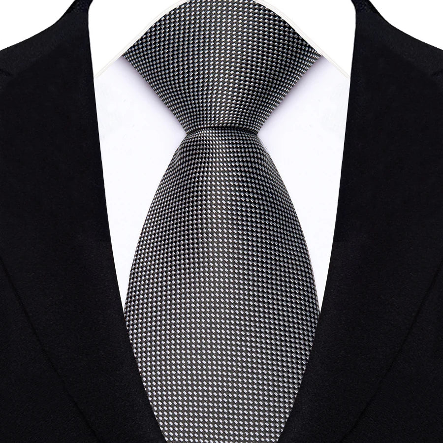 Gray Daily Wear Shirt Suit Polyester Solid Dot Necktie 8CM