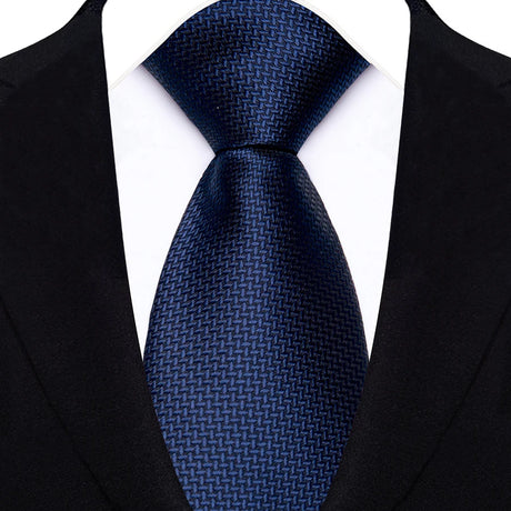 Blue Daily Wear Shirt Suit Polyester Solid Dot Necktie 8CM